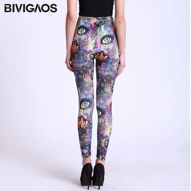 Cartoon Milk Silk Print Leggings