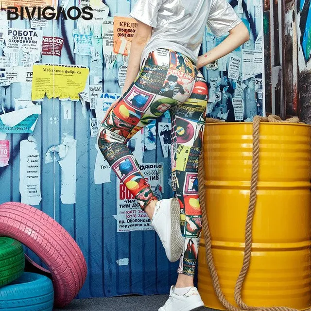 Cartoon Milk Silk Print Leggings