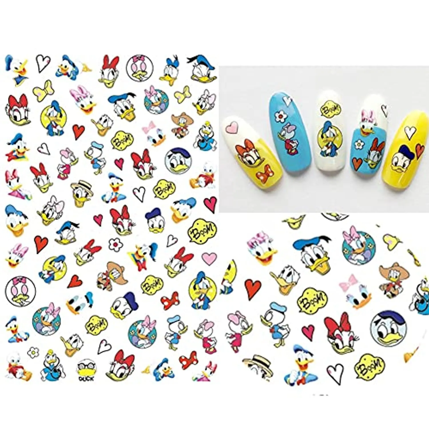 Cartoon Nail Art Stickers Decal 3D Self-Adhesive Nail Decals Cute Cartoon Nail Art Supplies Luxury Designer Nail Stickers for Women Kids Girls Manicure Acrylic Nails Decoration Accessories 8 Sheets