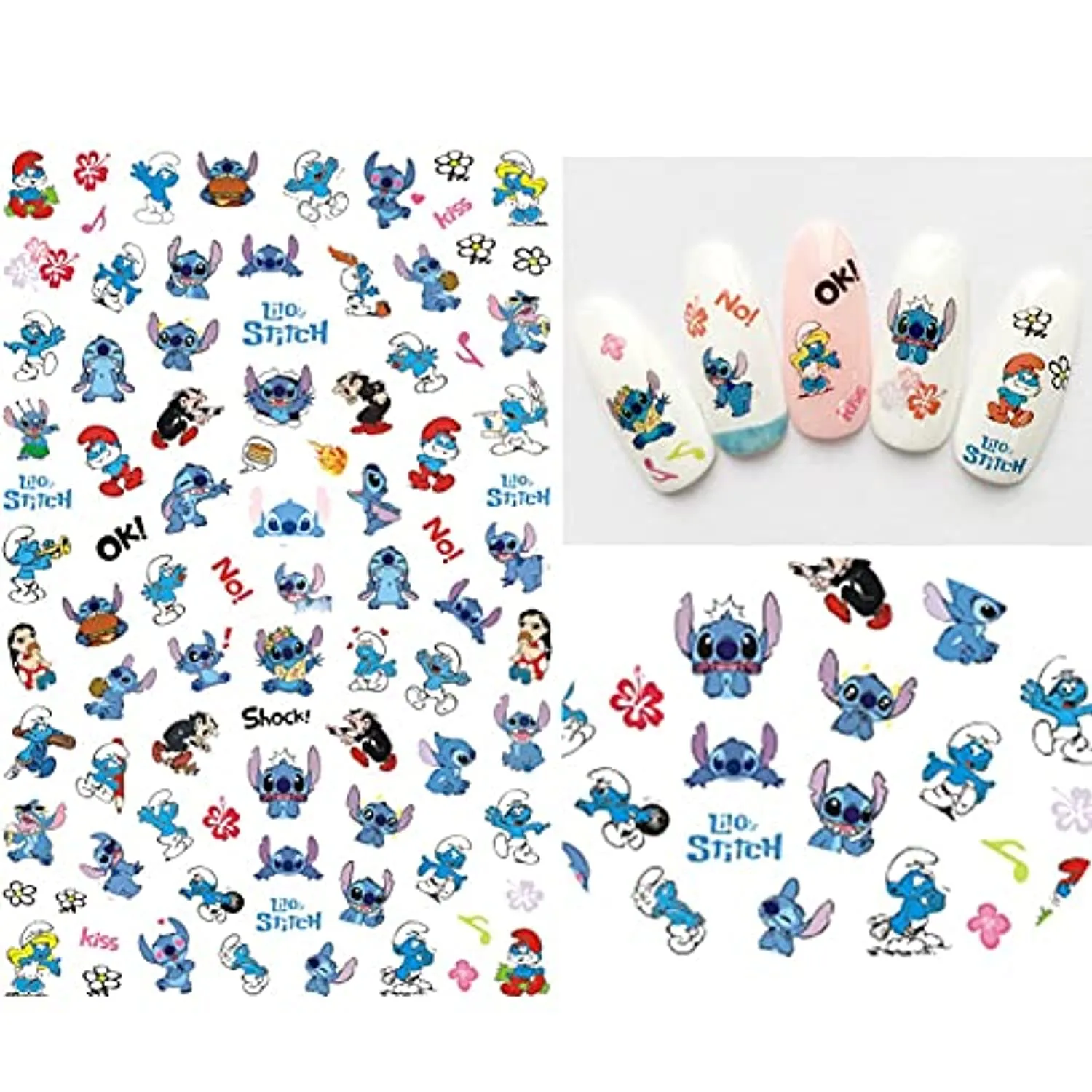 Cartoon Nail Art Stickers Decal 3D Self-Adhesive Nail Decals Cute Cartoon Nail Art Supplies Luxury Designer Nail Stickers for Women Kids Girls Manicure Acrylic Nails Decoration Accessories 8 Sheets