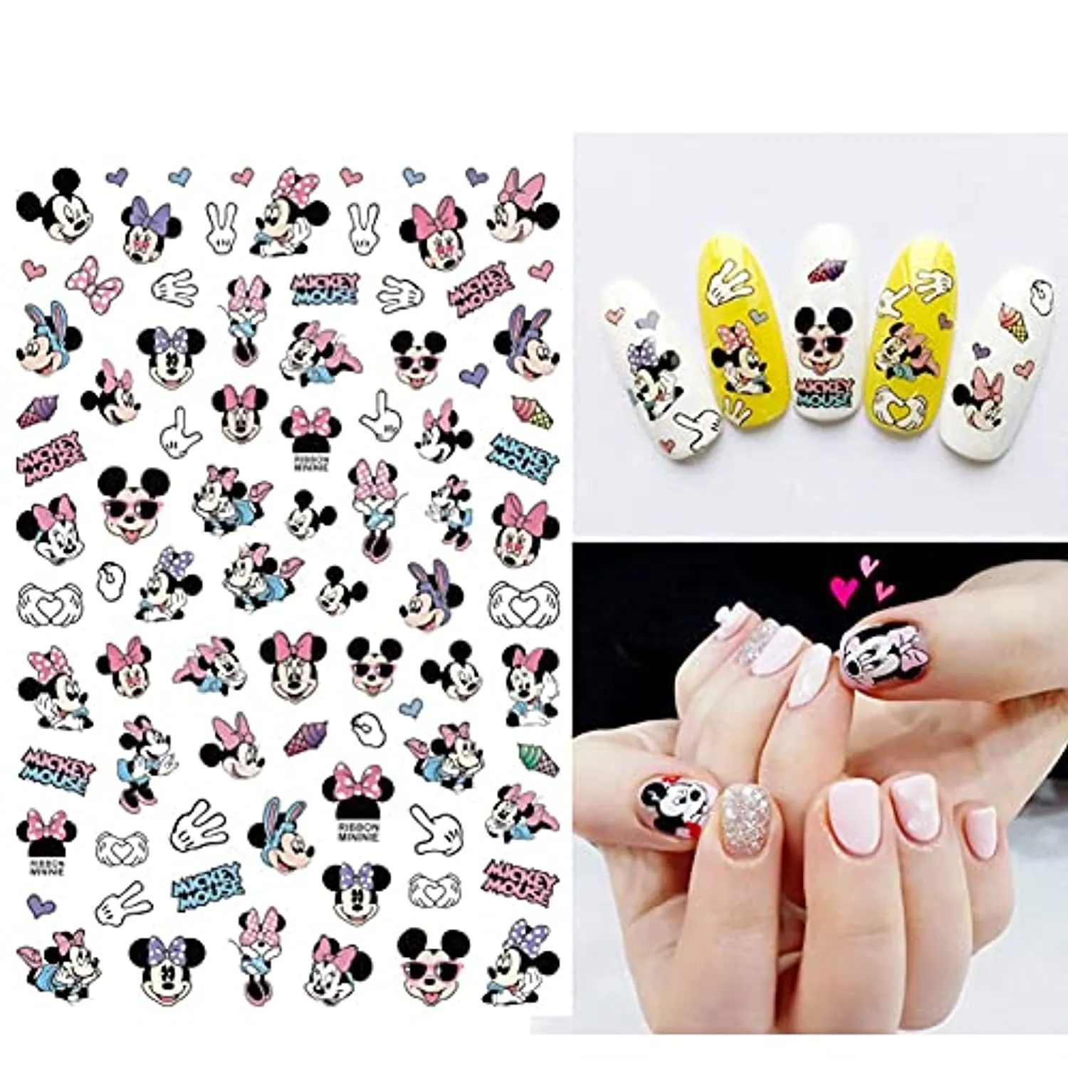 Cartoon Nail Art Stickers Decal 3D Self-Adhesive Nail Decals Cute Cartoon Nail Art Supplies Luxury Designer Nail Stickers for Women Kids Girls Manicure Acrylic Nails Decoration Accessories 8 Sheets