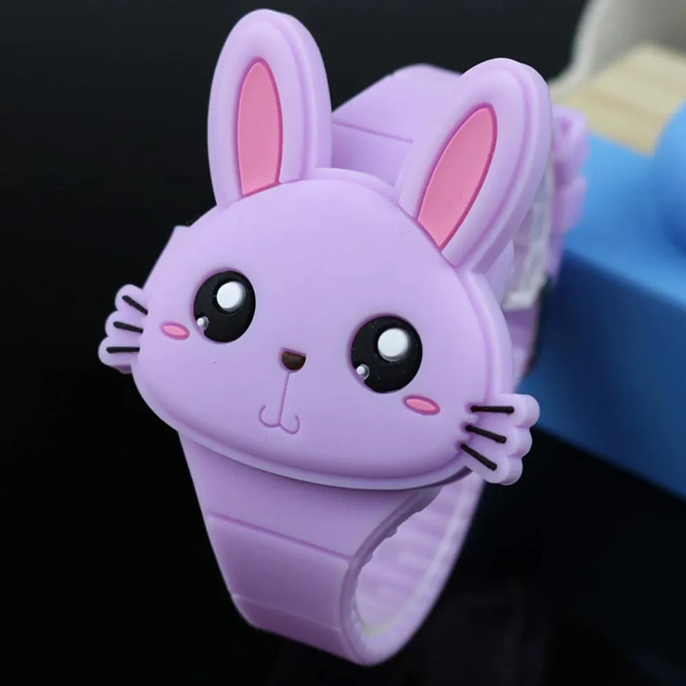 Cartoon Rabbit with Flip Case Digital Watch For Kids