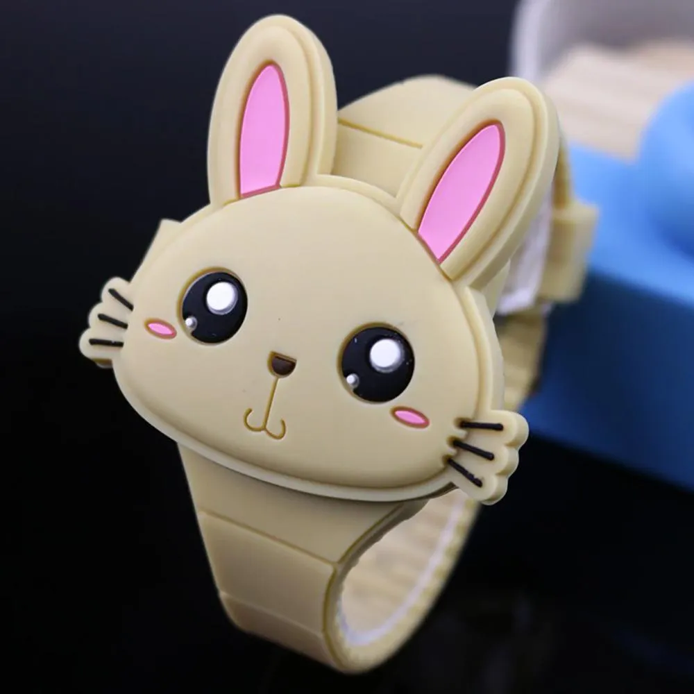 Cartoon Rabbit with Flip Case Digital Watch For Kids