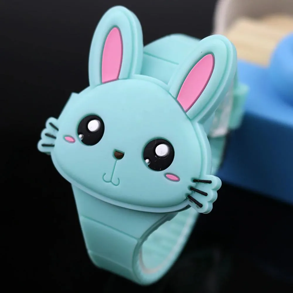 Cartoon Rabbit with Flip Case Digital Watch For Kids