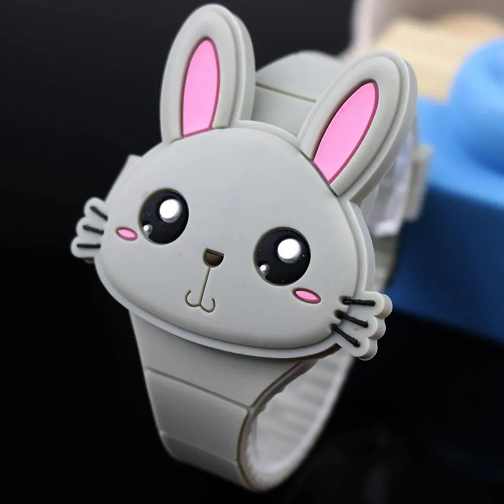 Cartoon Rabbit with Flip Case Digital Watch For Kids