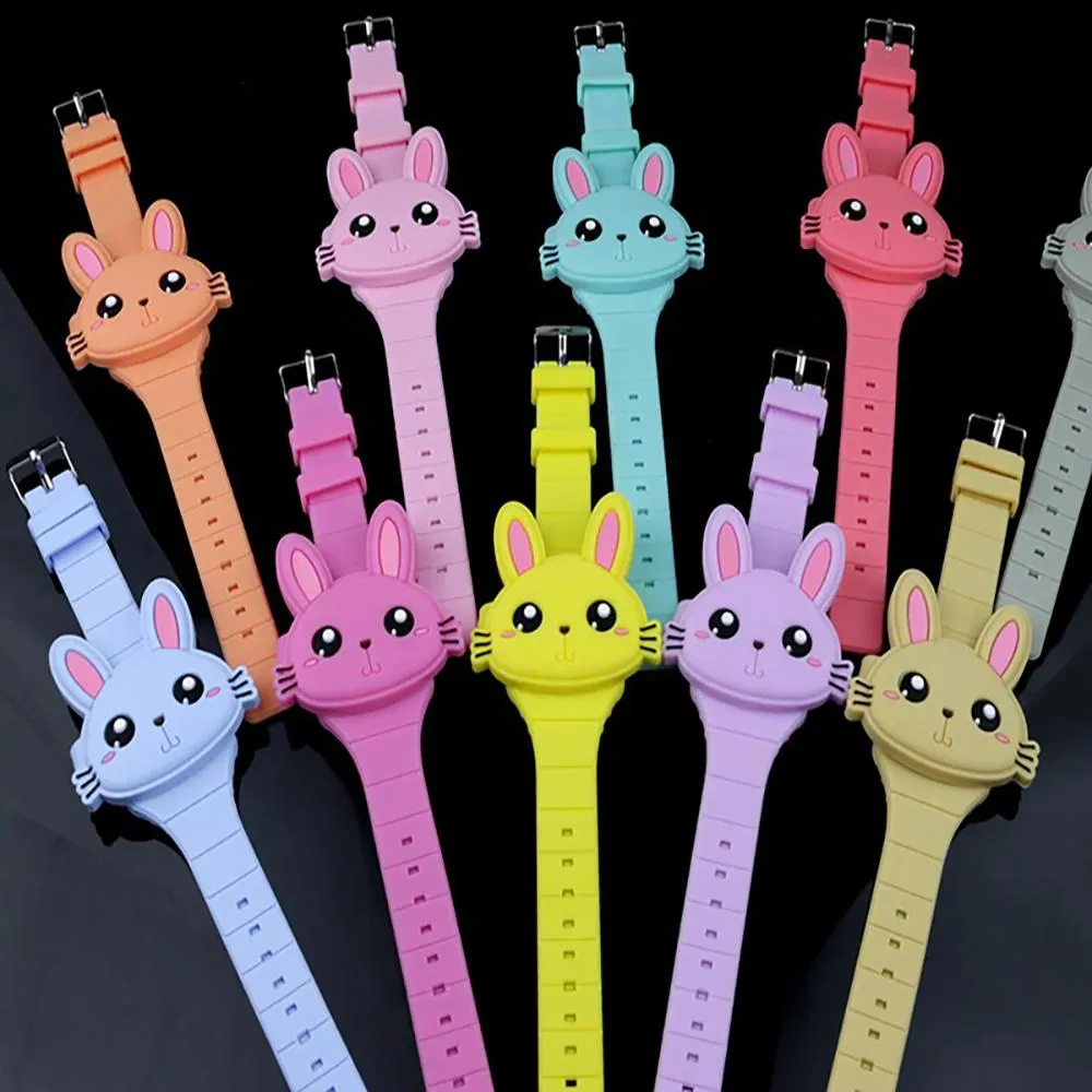 Cartoon Rabbit with Flip Case Digital Watch For Kids