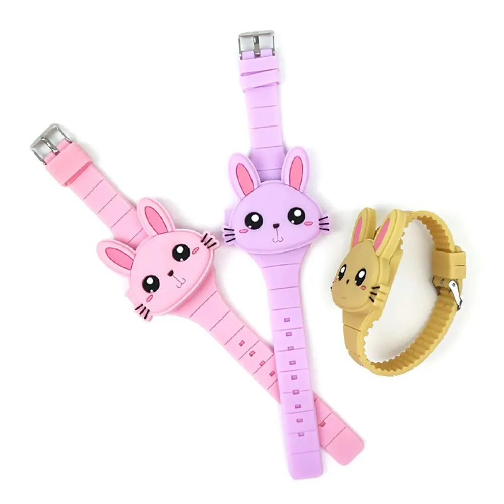 Cartoon Rabbit with Flip Case Digital Watch For Kids