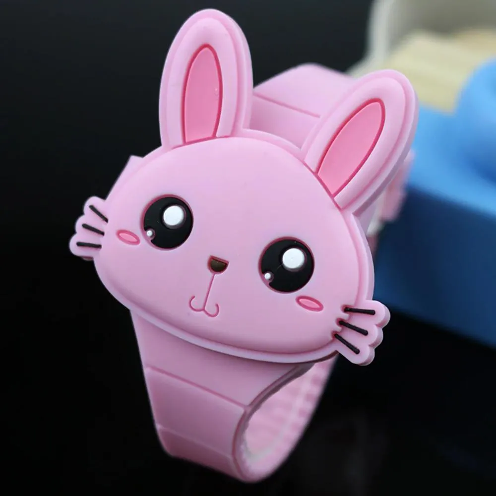 Cartoon Rabbit with Flip Case Digital Watch For Kids