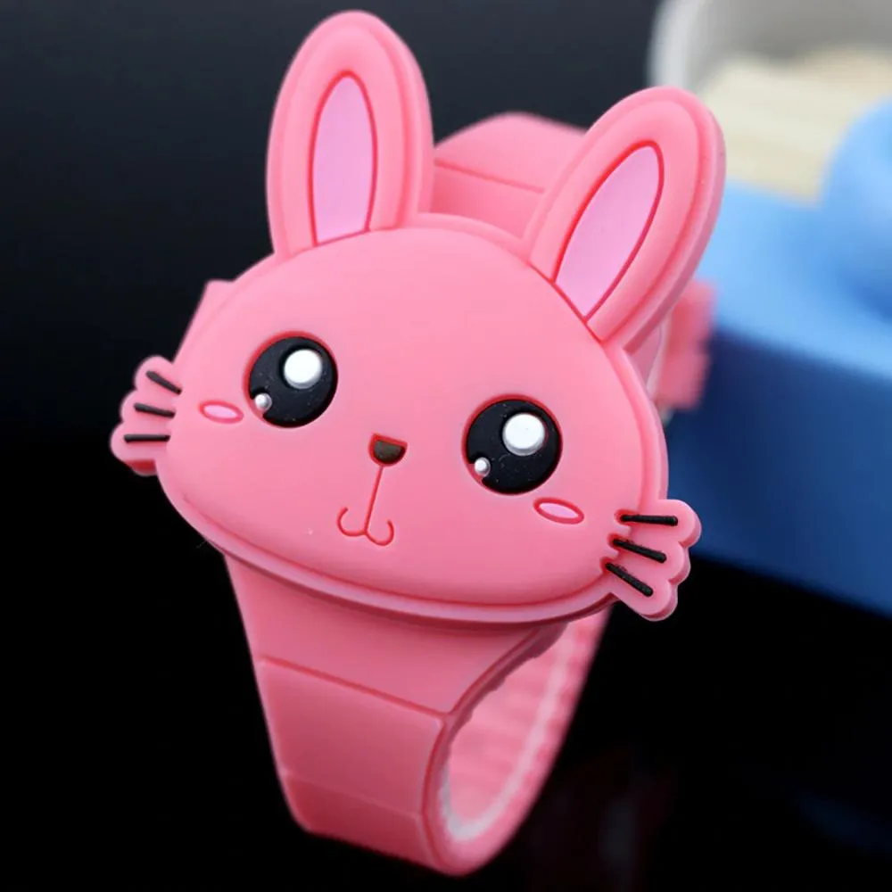 Cartoon Rabbit with Flip Case Digital Watch For Kids