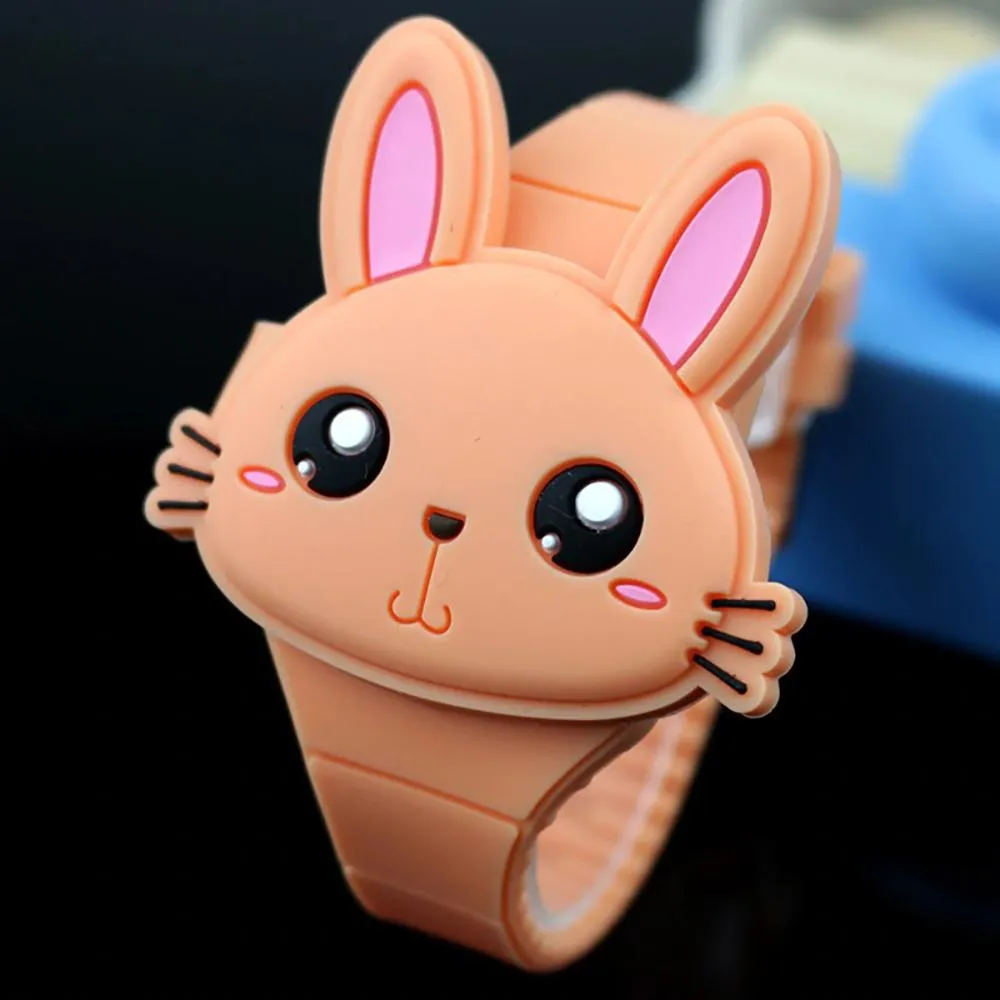 Cartoon Rabbit with Flip Case Digital Watch For Kids