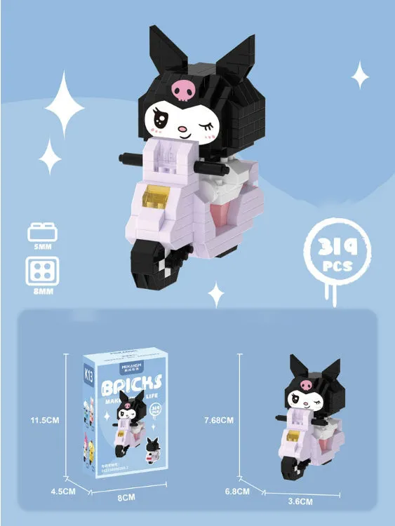 Cartoon Riding Motorcycle Building Blocks