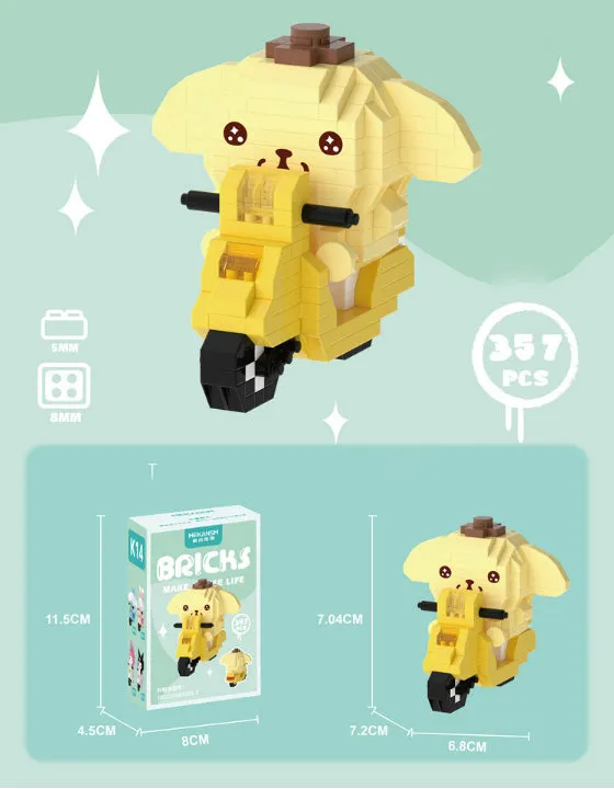 Cartoon Riding Motorcycle Building Blocks