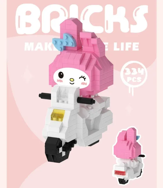 Cartoon Riding Motorcycle Building Blocks