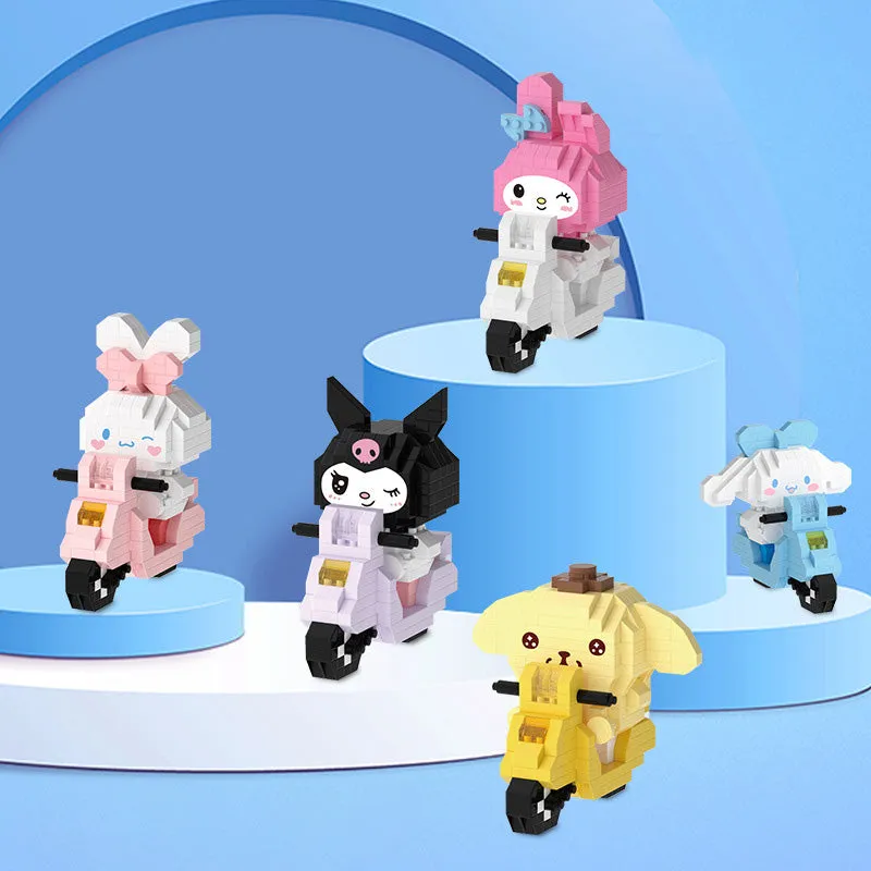 Cartoon Riding Motorcycle Building Blocks
