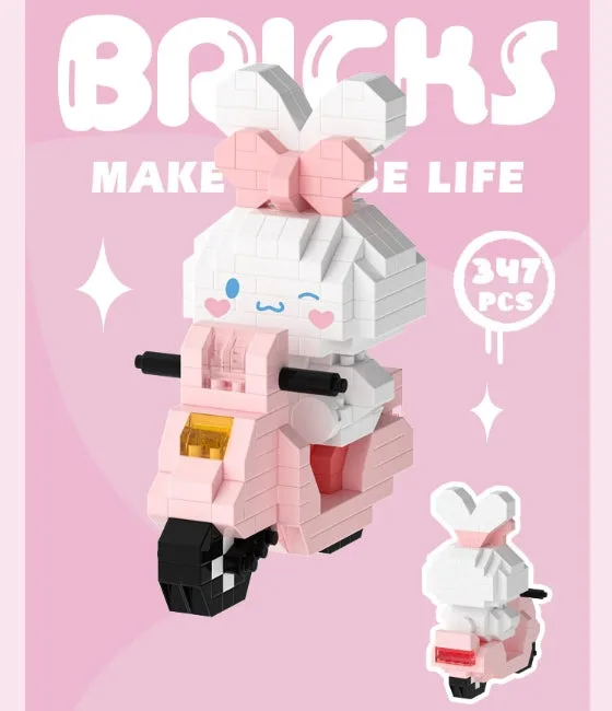 Cartoon Riding Motorcycle Building Blocks