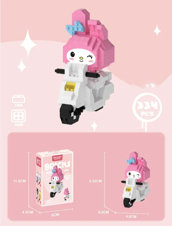 Cartoon Riding Motorcycle Building Blocks