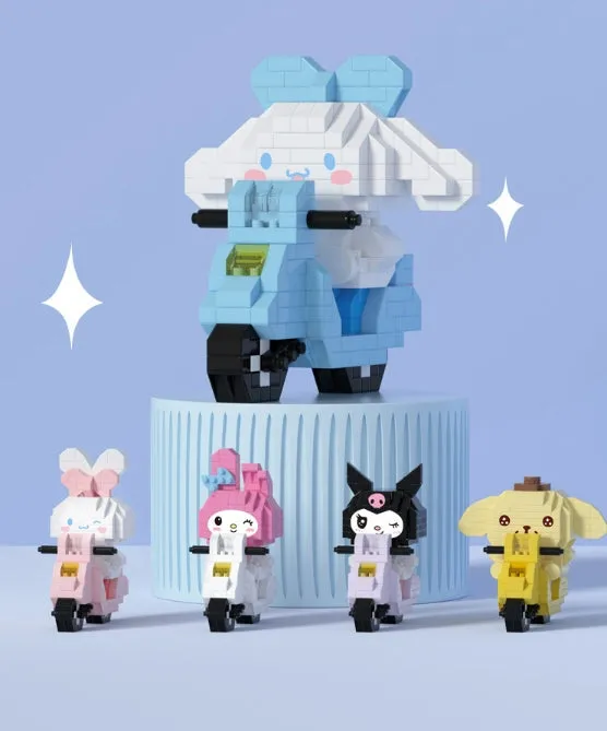 Cartoon Riding Motorcycle Building Blocks