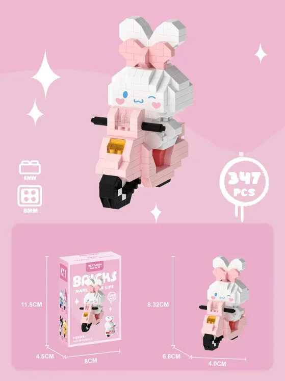 Cartoon Riding Motorcycle Building Blocks