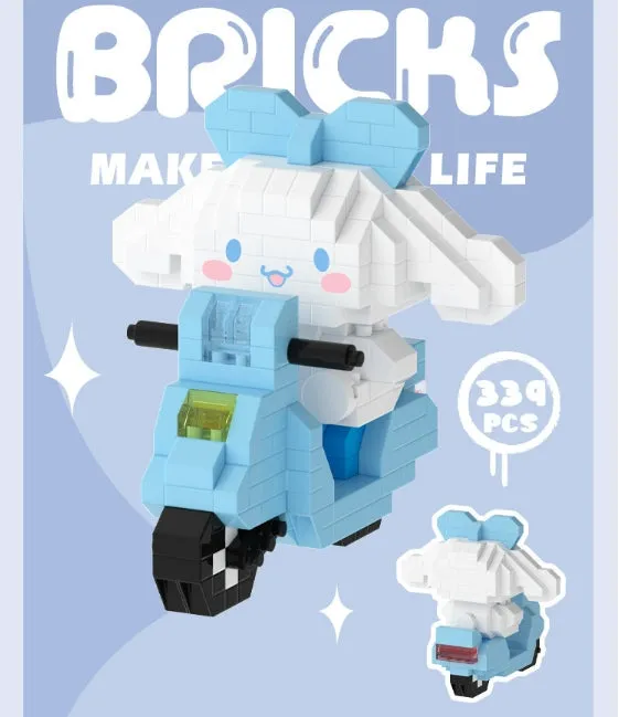 Cartoon Riding Motorcycle Building Blocks
