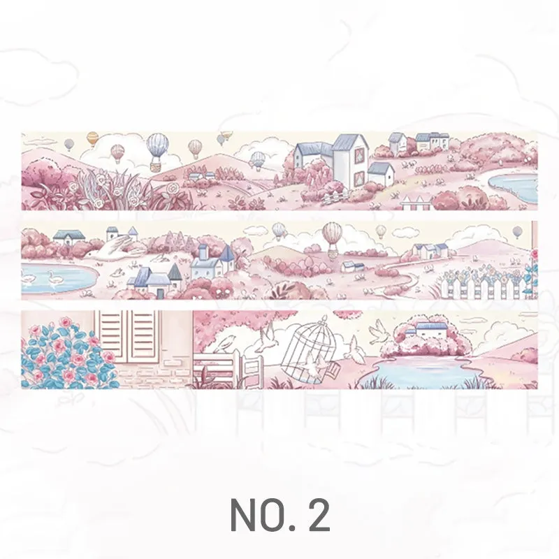 Cartoon Scenery Washi Tape - Seaside, Street, Farm, Manor