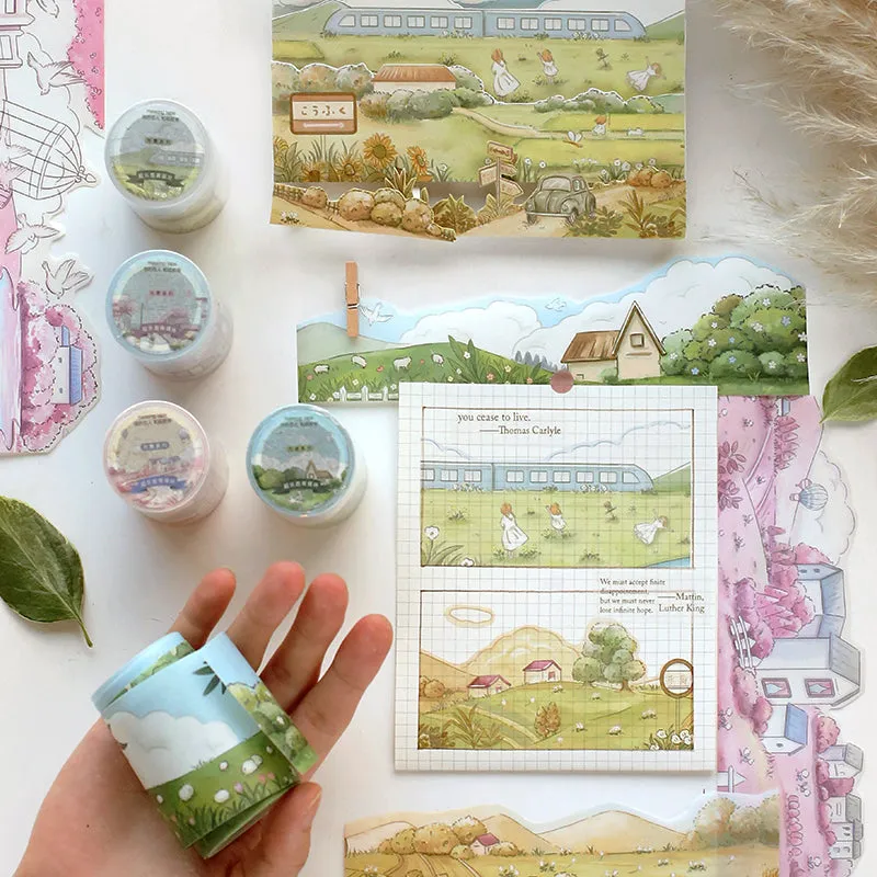 Cartoon Scenery Washi Tape - Seaside, Street, Farm, Manor