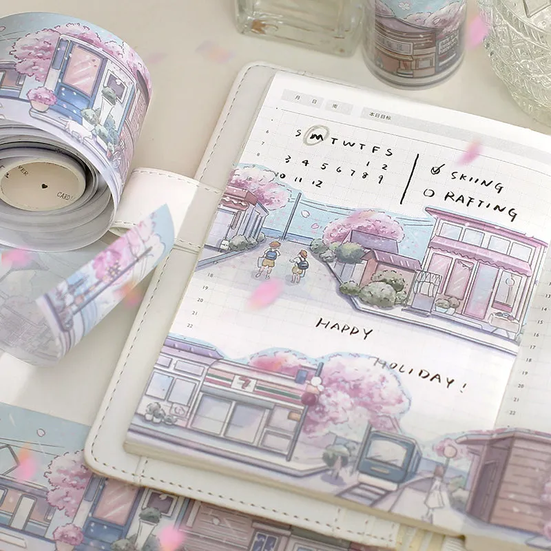 Cartoon Scenery Washi Tape - Seaside, Street, Farm, Manor