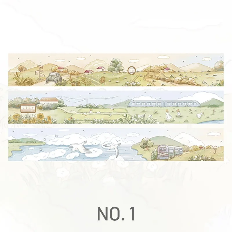 Cartoon Scenery Washi Tape - Seaside, Street, Farm, Manor