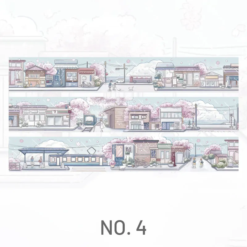 Cartoon Scenery Washi Tape - Seaside, Street, Farm, Manor