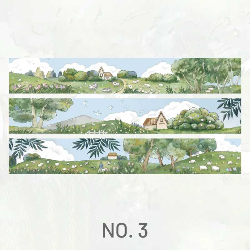 Cartoon Scenery Washi Tape - Seaside, Street, Farm, Manor