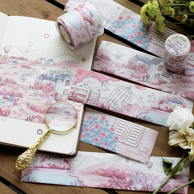 Cartoon Scenery Washi Tape - Seaside, Street, Farm, Manor