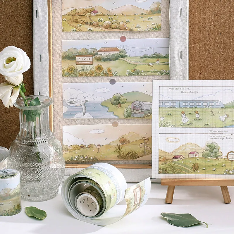 Cartoon Scenery Washi Tape - Seaside, Street, Farm, Manor