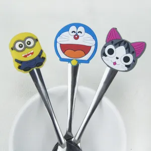Cartoon Silicone Handle Kids Spoons - Kids Stainless Steel Spoon