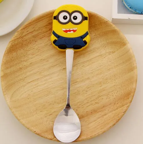 Cartoon Silicone Handle Kids Spoons - Kids Stainless Steel Spoon