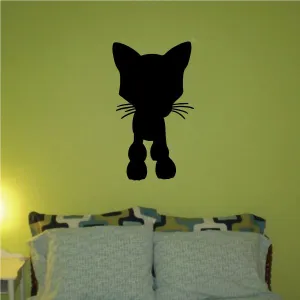 Cartoon Staring Cute Kitten Silhouette Decal