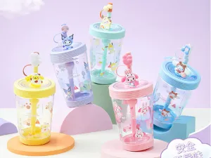 Cartoon Straw Cup with Strap 535ml