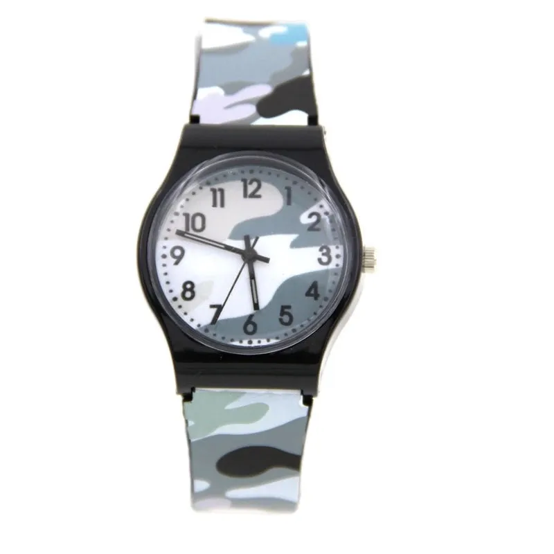 Cartoon Style Camouflage Buckle Quartz Kids Watches
