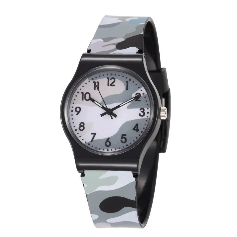 Cartoon Style Camouflage Buckle Quartz Kids Watches