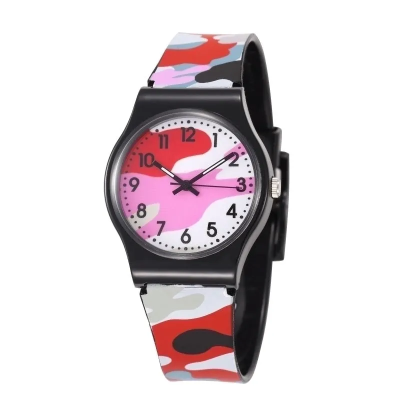 Cartoon Style Camouflage Buckle Quartz Kids Watches