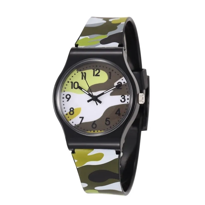 Cartoon Style Camouflage Buckle Quartz Kids Watches