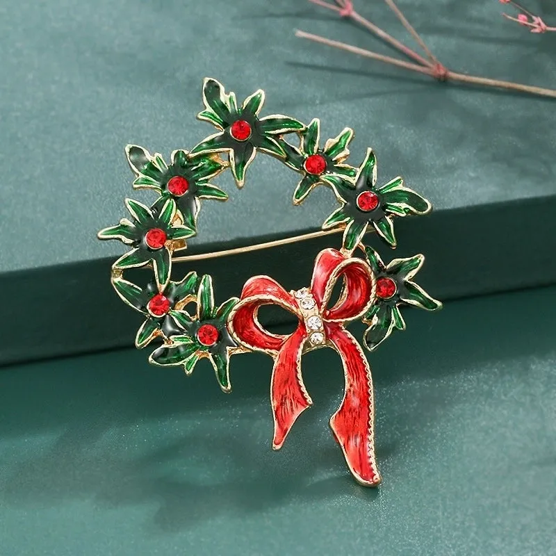 Cartoon Style Christmas Tree Alloy Enamel Rhinestones Unisex Brooches