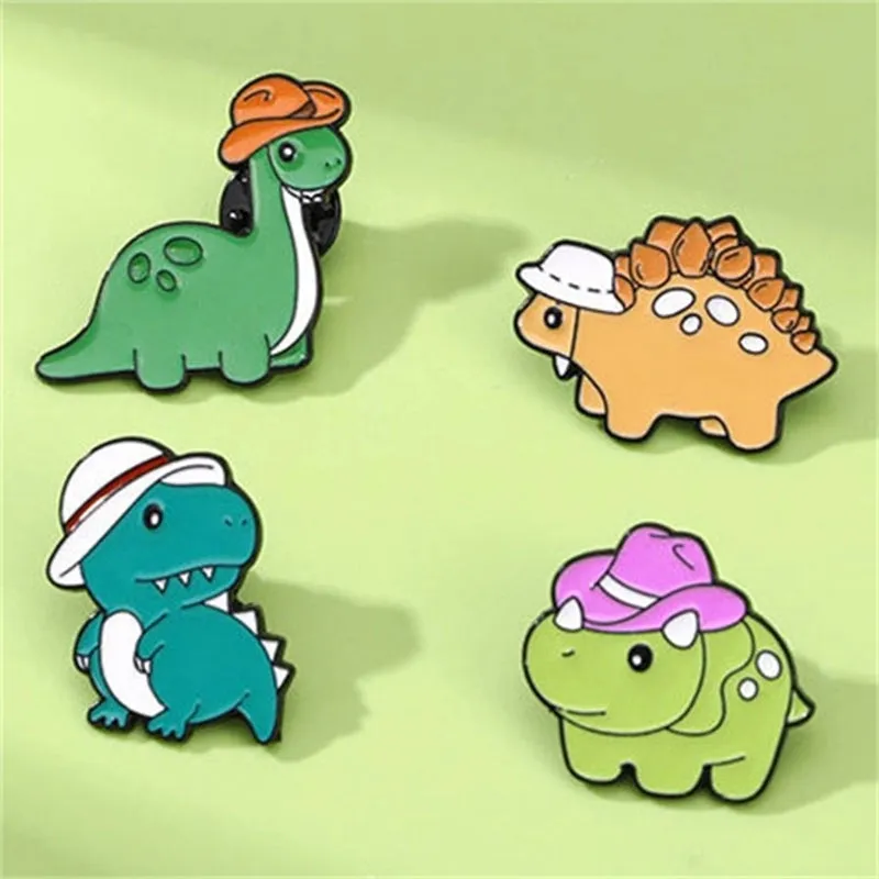 Cartoon Style Cute Dinosaur Alloy Printing Women's Brooches