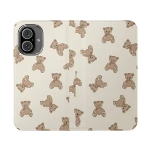 Cartoon Teddy Bear Flip Cover Phone Case