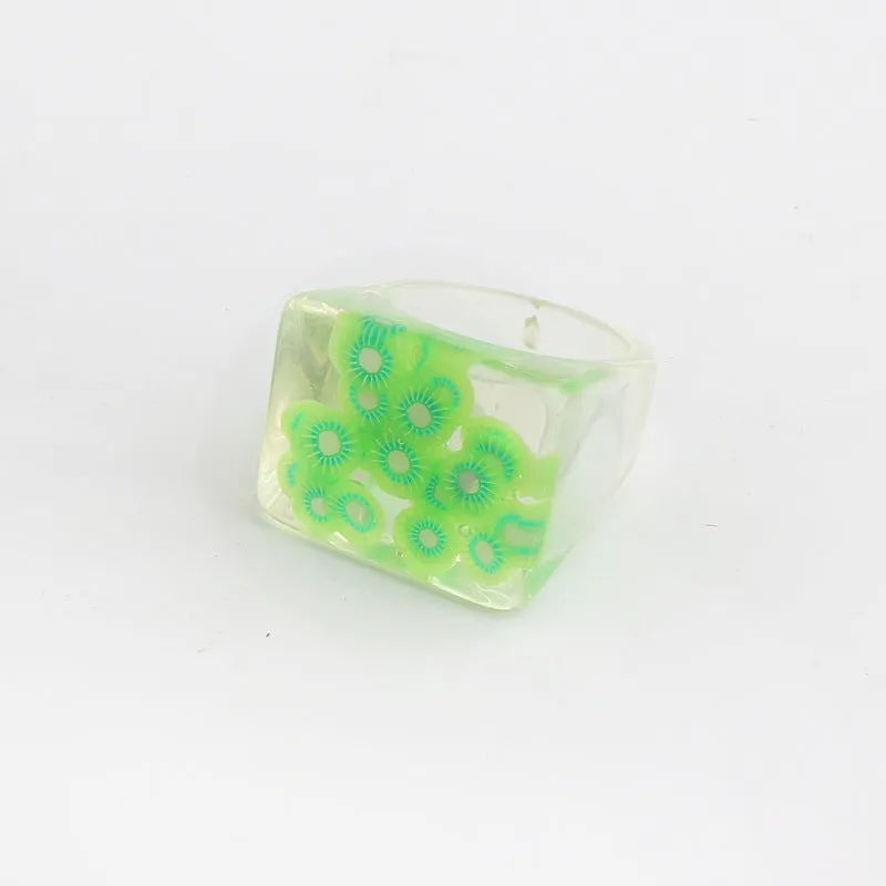 Cartoon Women Flower Fruit Plastic Rings