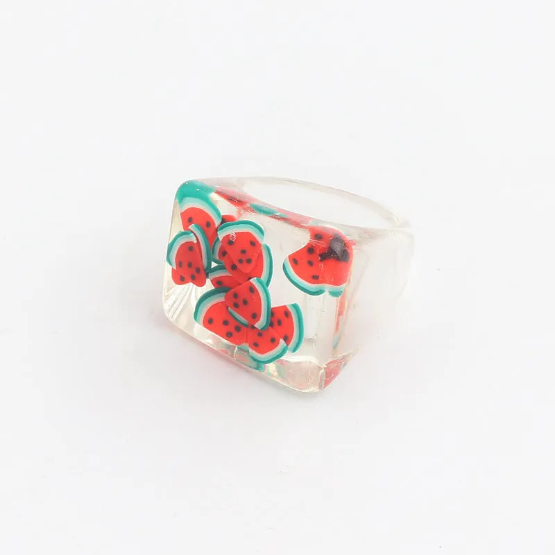 Cartoon Women Flower Fruit Plastic Rings