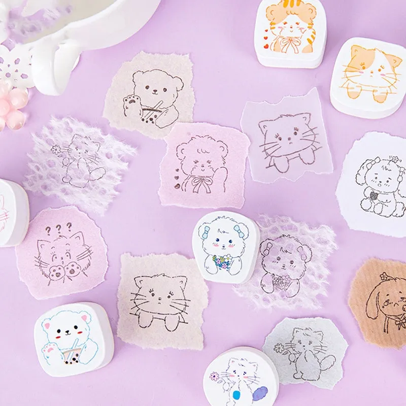 Cat and Dog Cute Cartoon Animal Shaped Rubber Stamp