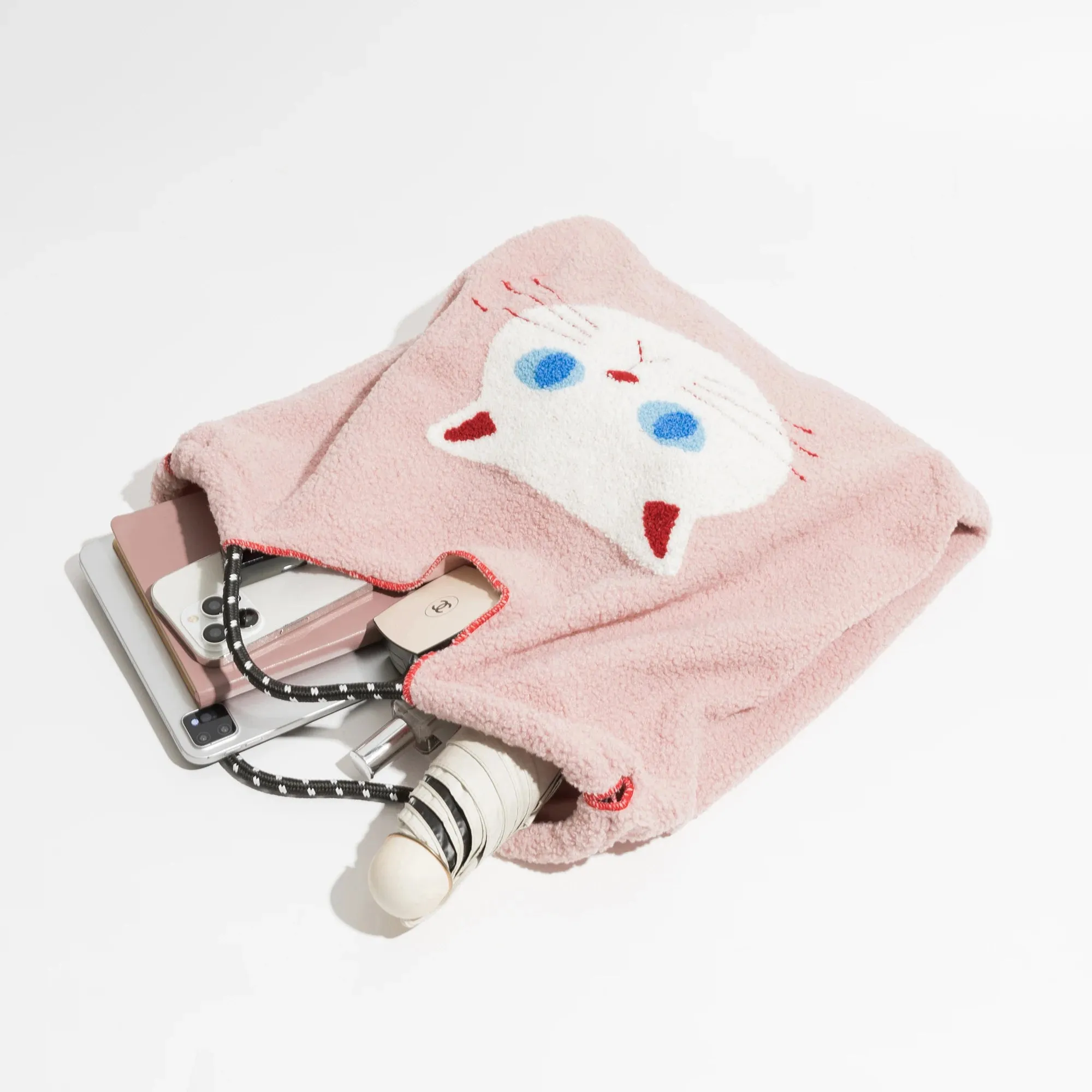 Cat Cartoon Fleece Fur Totes