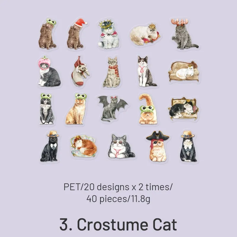 Cat Cute Cartoon Hand-Painted Clear Transparent Sticker Pack
