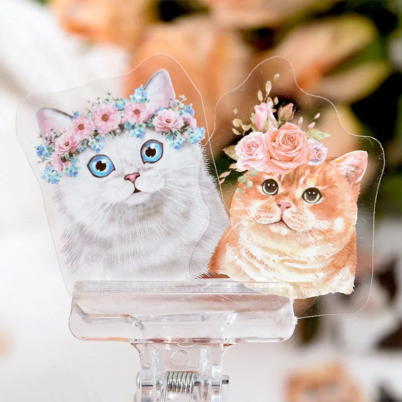 Cat Cute Cartoon Hand-Painted Clear Transparent Sticker Pack