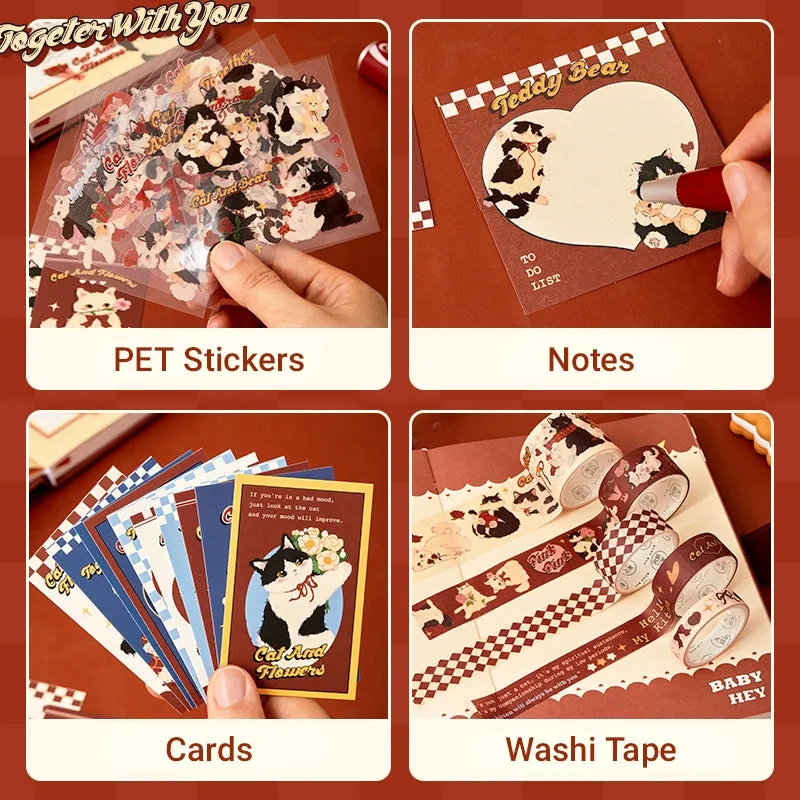 Cat Series Cute Cartoon Journal Gift Box Set
