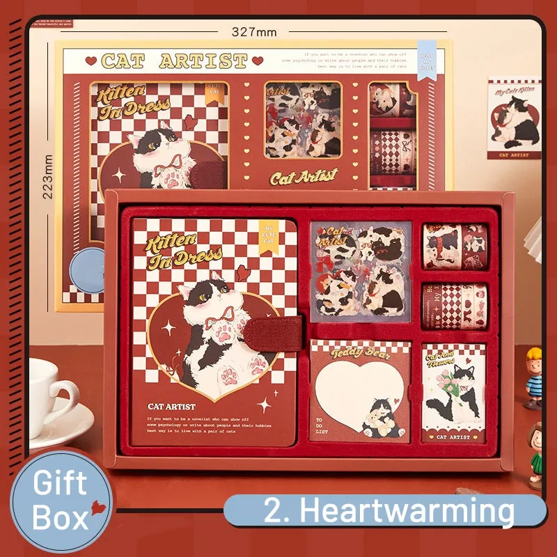 Cat Series Cute Cartoon Journal Gift Box Set